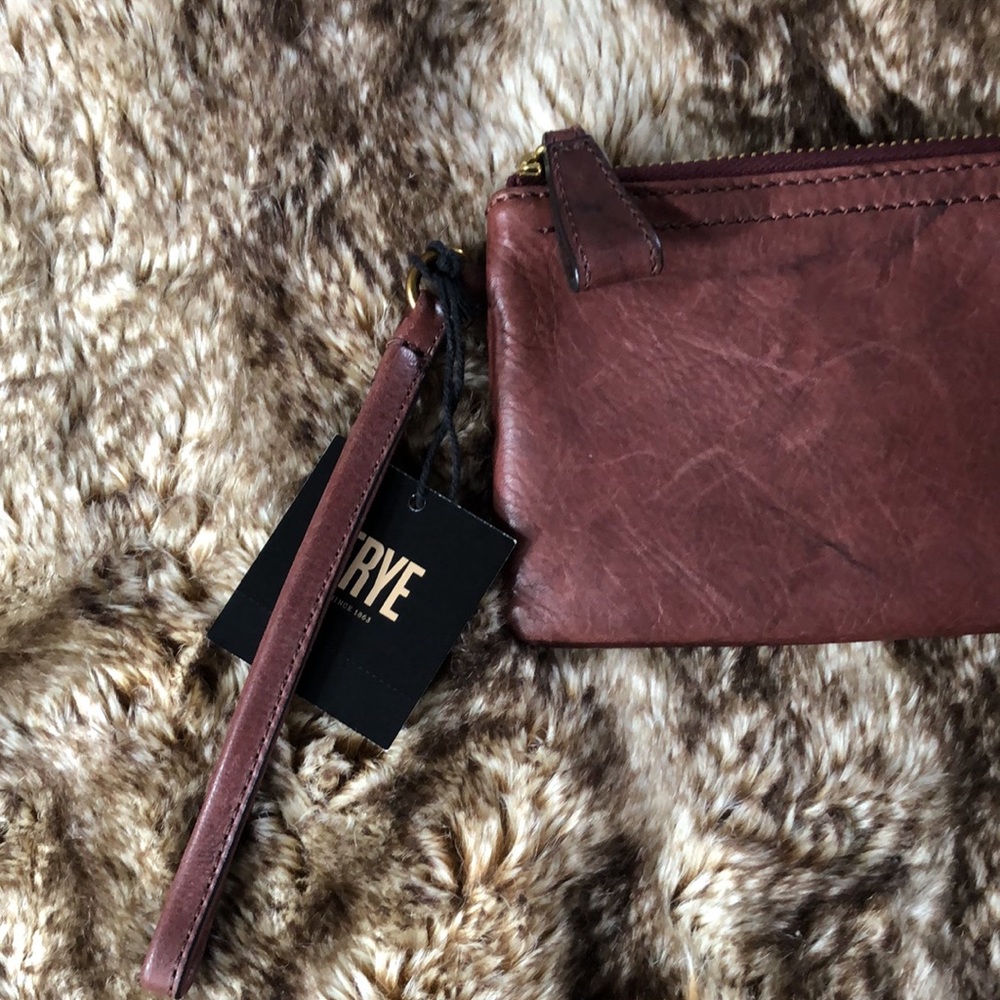 NWOT Frye Rustic Burgundy Leather Wristlet - Picture 7 of 10
